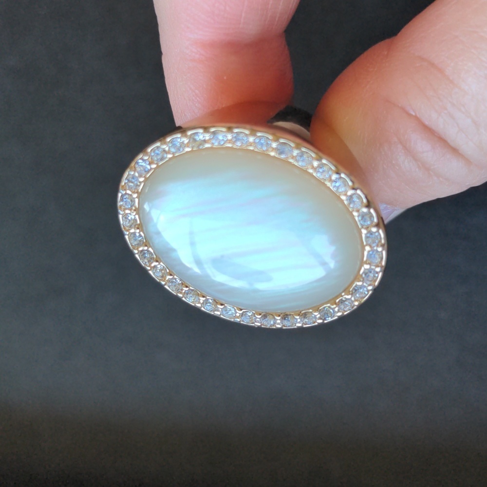 FREE Vintage gold plated statement ring with large faux moonstone, Freebie